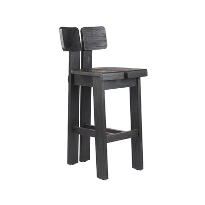 Teak bar stool, black – dual-back