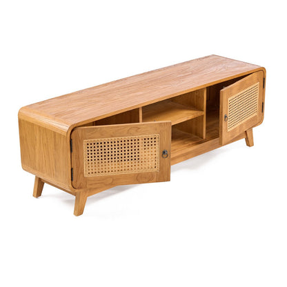 TV-møbel i teak og rattan, 150 cm – midcentury