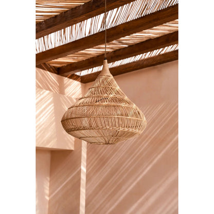 Rattan-Pendelleuchte in Tropfenform – 80 cm breit, 77 cm hoch