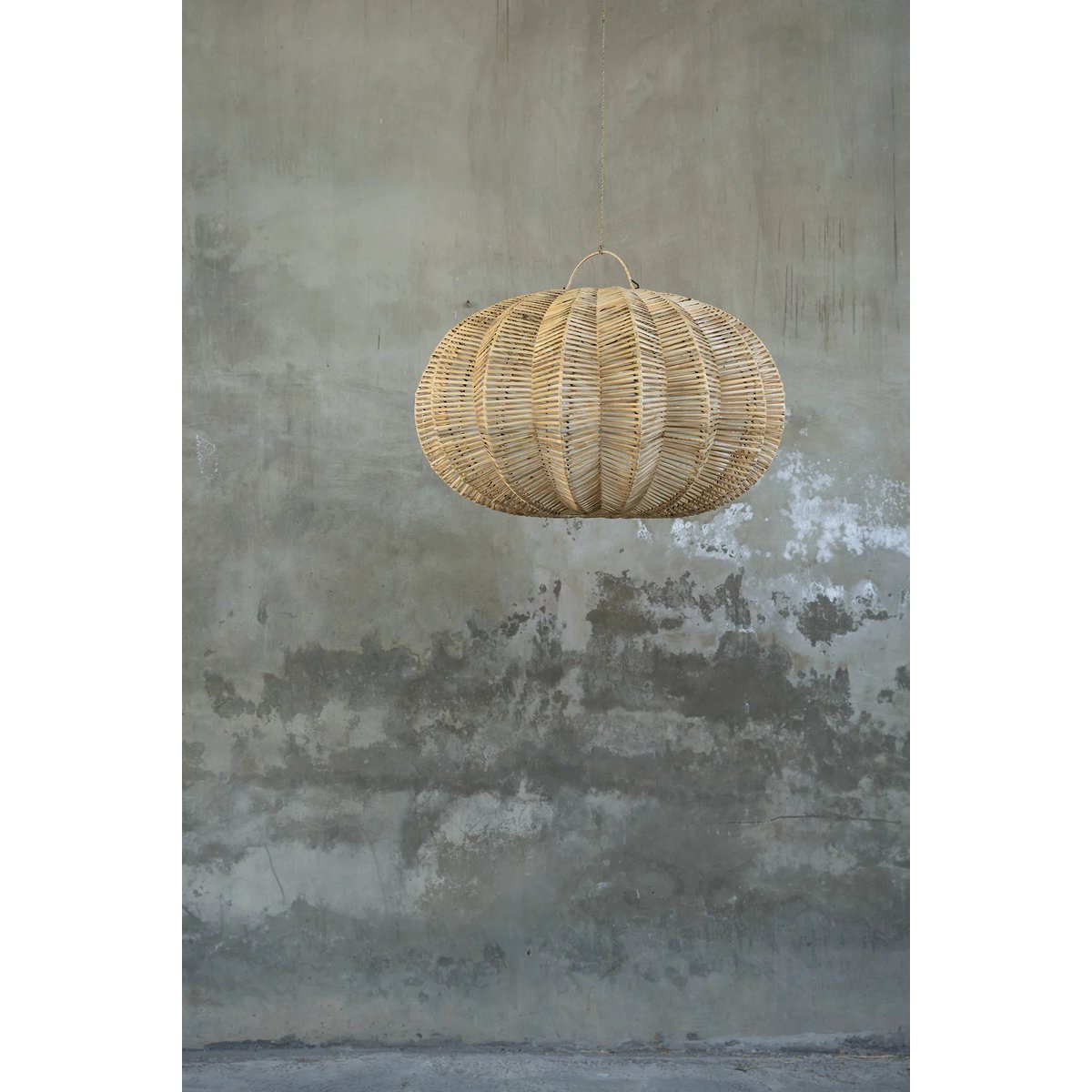 Rattan pendellampe, 45 cm - naturlig beige lanterne