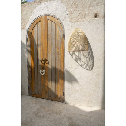 Vægskærm i rattan, 55 cm – beige halvkegleformet kuppel