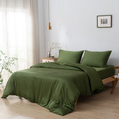 Bamboo duvet cover, 200×220 cm, Deep Moss – button closure