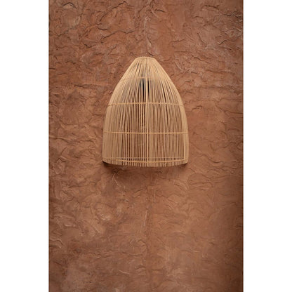 Vægskærm i rattan, 55 cm – beige halvkegleformet kuppel