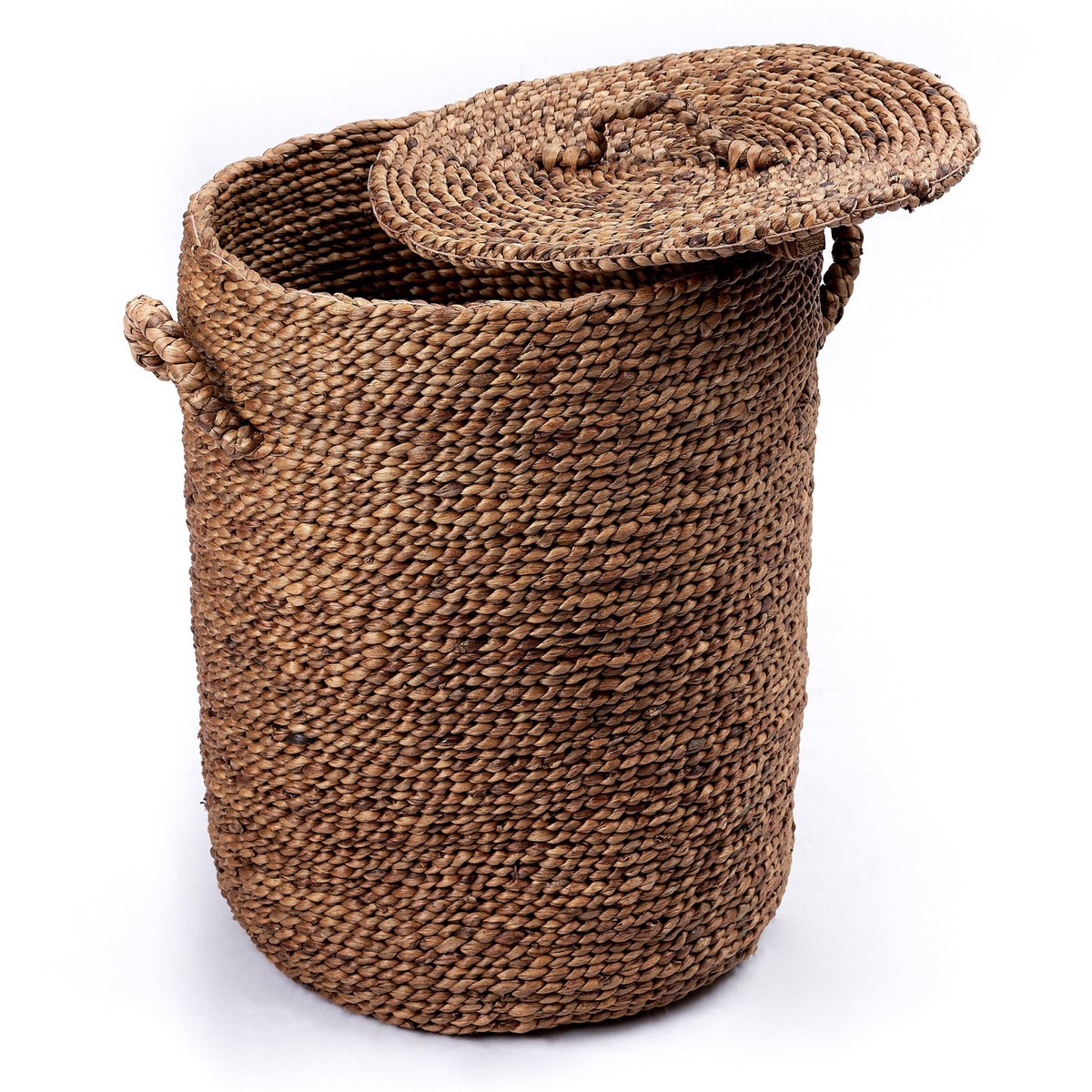 Water hyacinth laundry basket IKAT 32 cm - lid & handles, size M