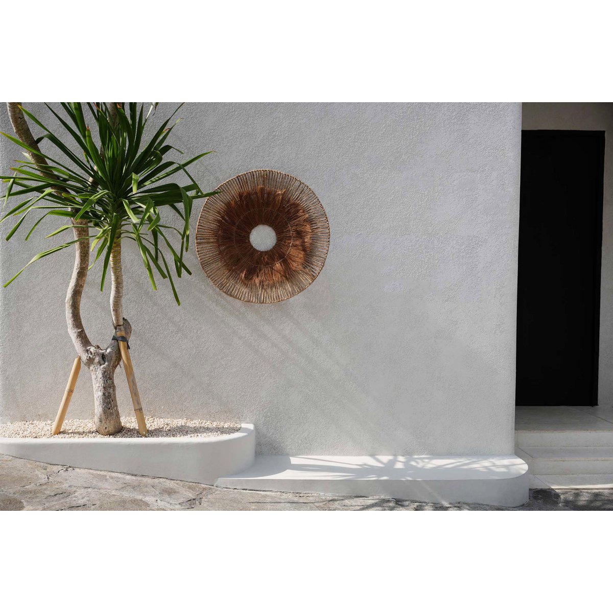 Kokosnuss-Wanddeko, rund, natur - 90 cm