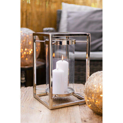 Stållanternen Banu med glas, 31 cm høj