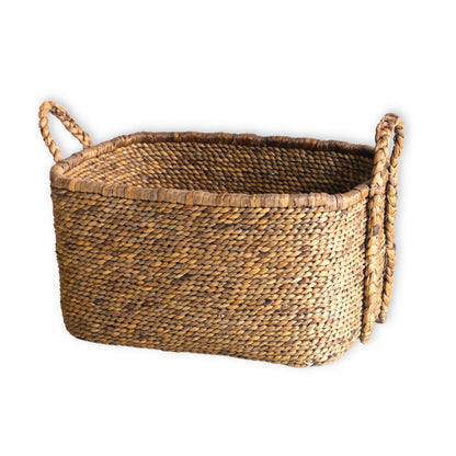 Gewebter quadratischer Wäschekorb 49×40 cm – beige & braun, 29 cm hoch
