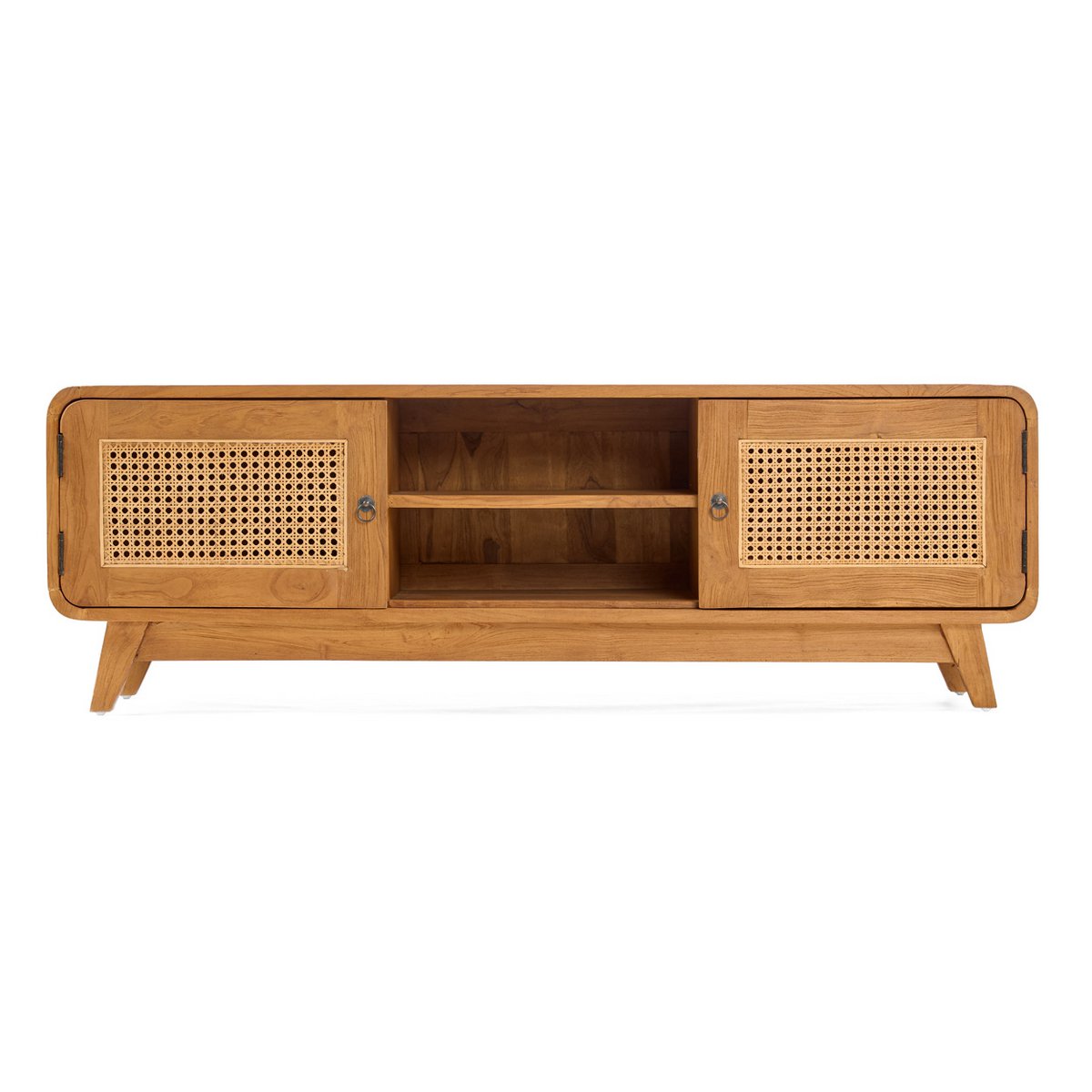 TV-møbel i teak og rattan, 150 cm – midcentury