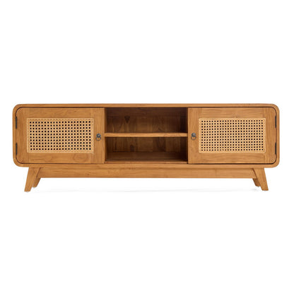 TV-møbel i teak og rattan, 150 cm – midcentury