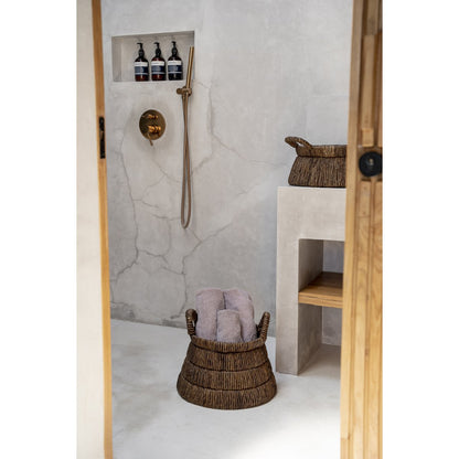 Palm-leaf storage basket - round woven design