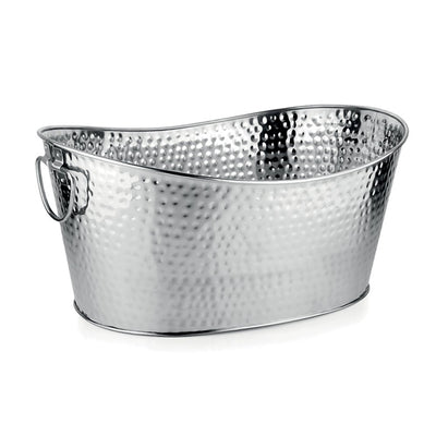 Hamret sølvfarvet champagnekøler i metal 49 × 35 cm