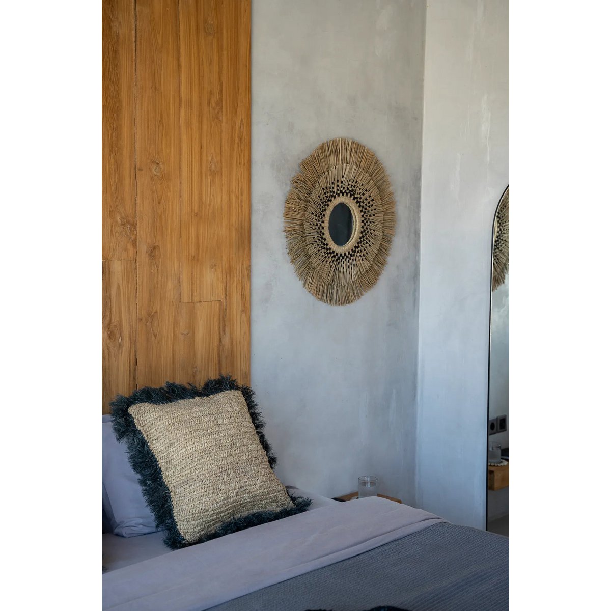 Kissenbezug aus Raffiabast 60×60 cm – natur schwarz, hergestellt in Indonesien