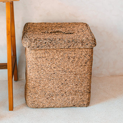 Water hyacinth laundry hamper SEMERU – rectangular, beige