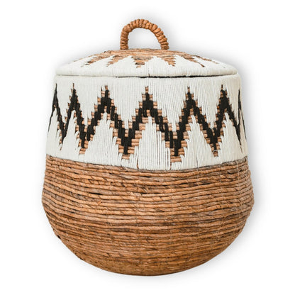 Fletvaskekurv i jute med låg L – Ø43 × 45 cm