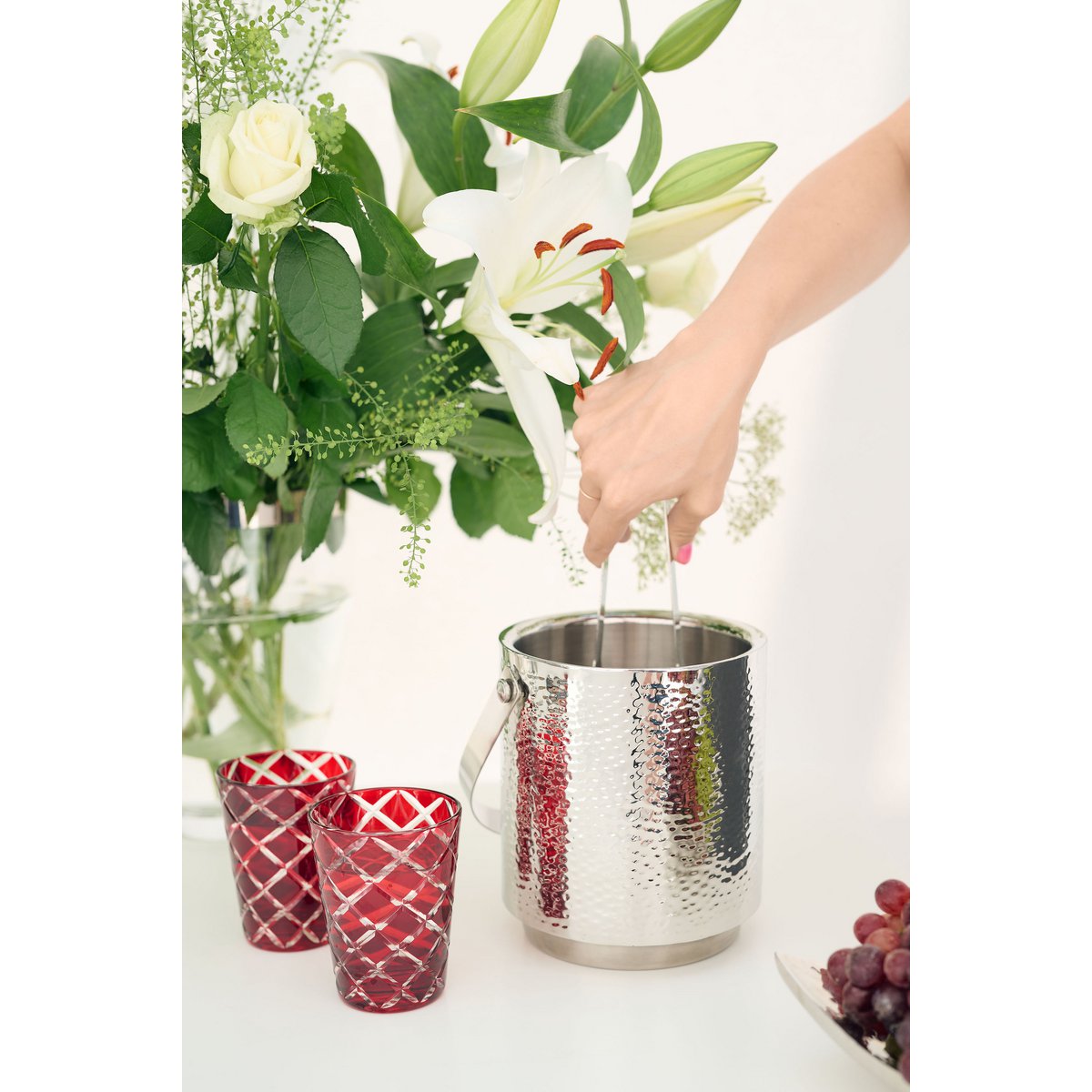 Handgeschliffene Dio-Gläser, blau & rot, 4er-Set - 10 cm