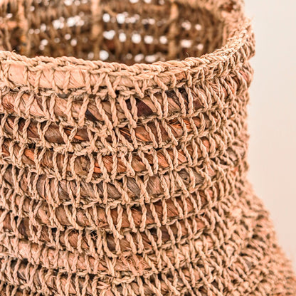 Vase SAKRA af bananfiber, raffia og jute - beige, brun og grøn