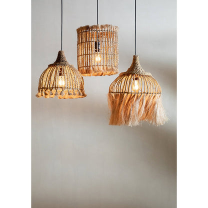 Naturfarbener Grashalm-Pendelschirm 31 cm – Abaca S