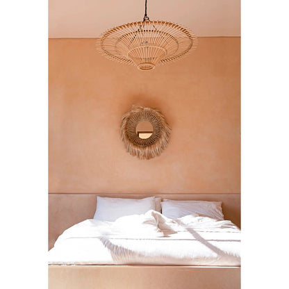 Grass mirror, abaca bowl-shaped, round, 85 cm - natural
