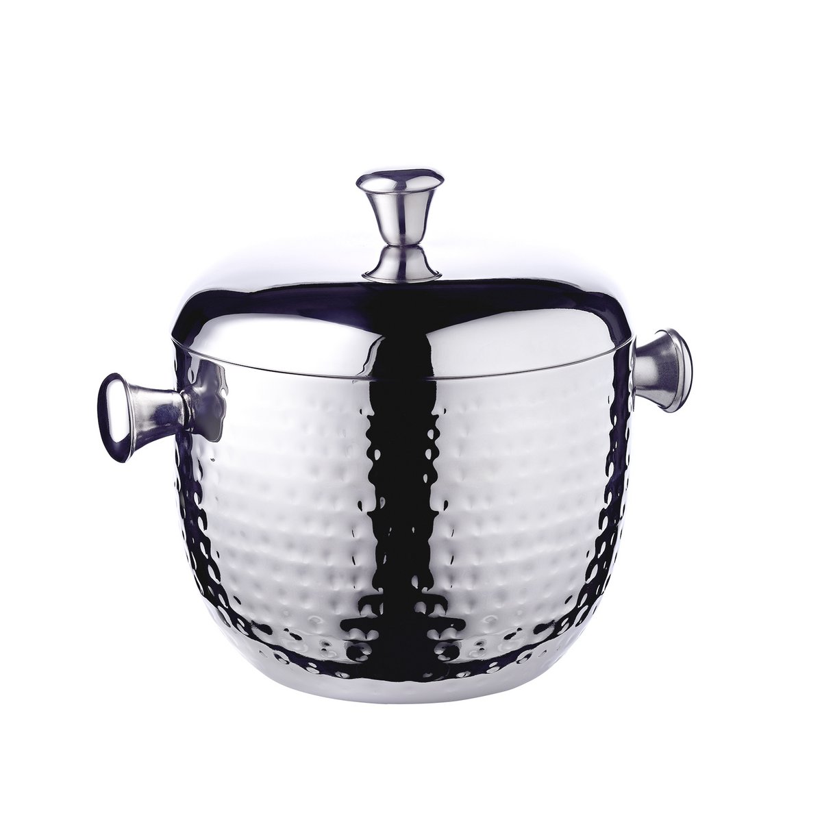 Stainless steel ice bucket Rico, 21 cm - hammered with accessories