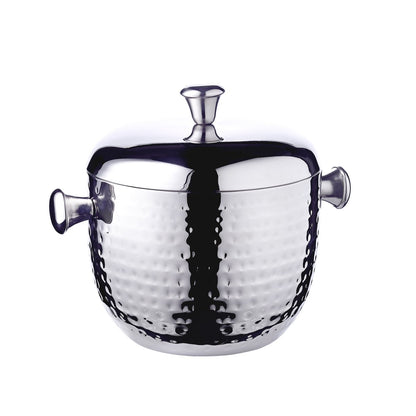 Stainless steel ice bucket Rico, 21 cm - hammered with accessories