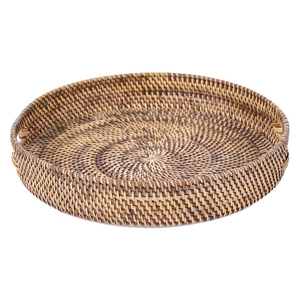 Serveringsbakke i rattan, 41 cm – håndvævet, naturlig
