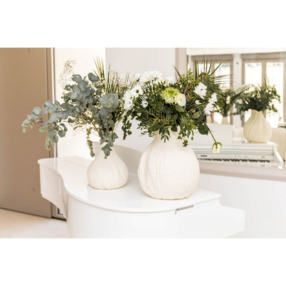 Hvid keramisk vase, tekstureret, stor, 29×29×32cm