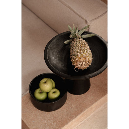 Mangoholz-Tablett auf Fuß – Schwarz, 35 cm