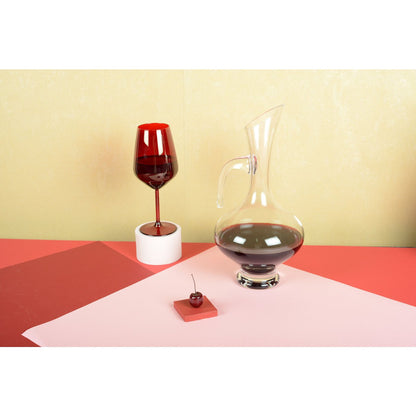 Glass wine glasses, set of 6 - red