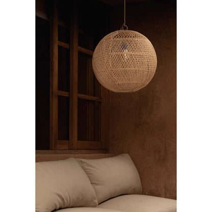 Handgewebter Rattan-Kugel-Pendelschirm 30 cm – natur, klein