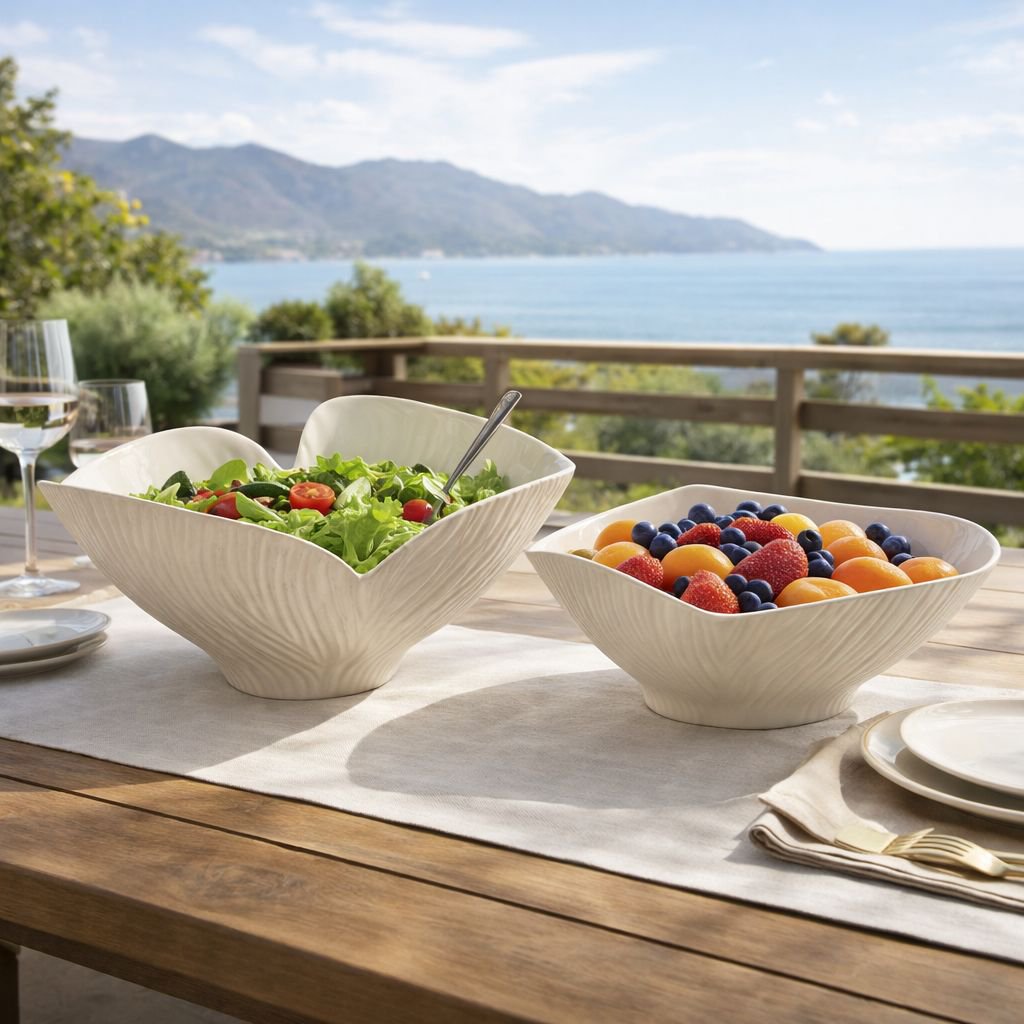 Ceramic serving bowl, beige matte, 38.5cm