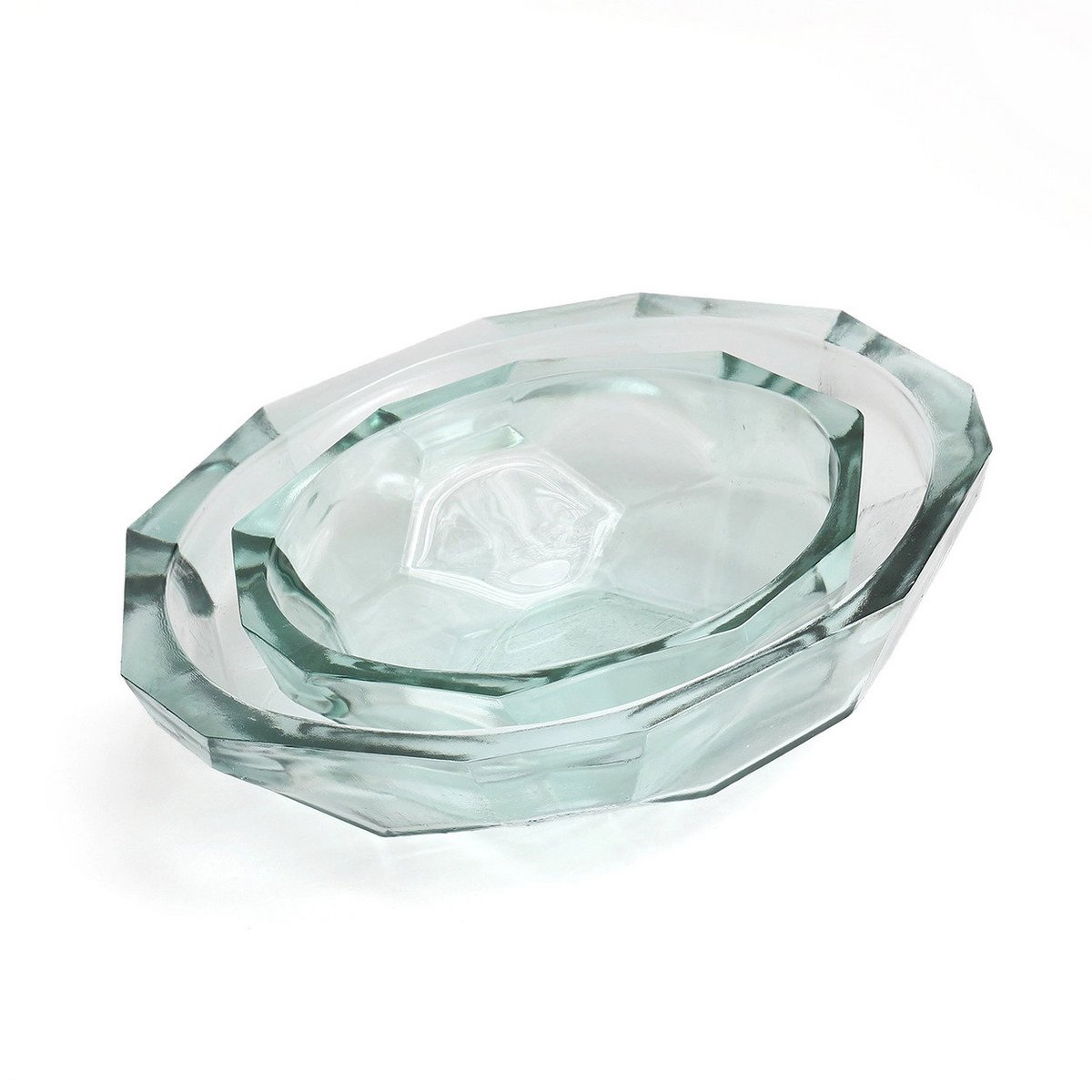 Blå origami glasskål stor 34 cm - produceret i Spanien