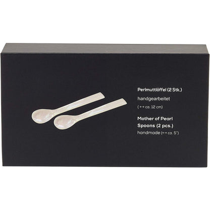 Perlmutt Kaviar Löffel, 2er Set, 11 cm – gerade Ecken