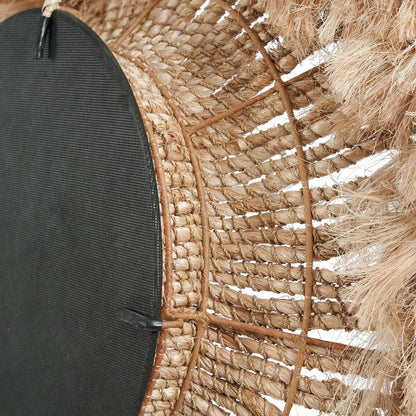 Grass mirror, abaca bowl-shaped, round, 85 cm - natural