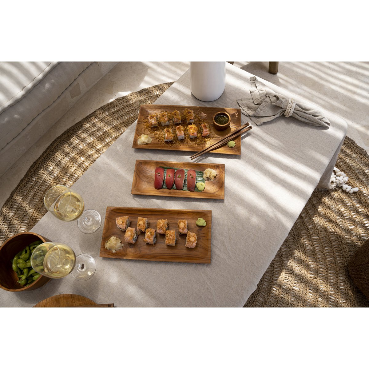 Linen tablecloth, beige, 150×150 cm