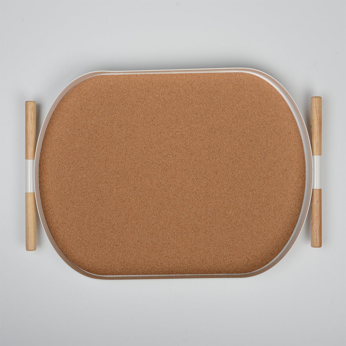 Cork and plastic oval tray 54cm - white and brown