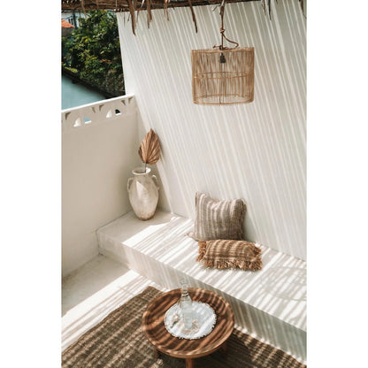 Håndvævet pendelskærm af rattan 45 × 50 cm – lodret stangflet
