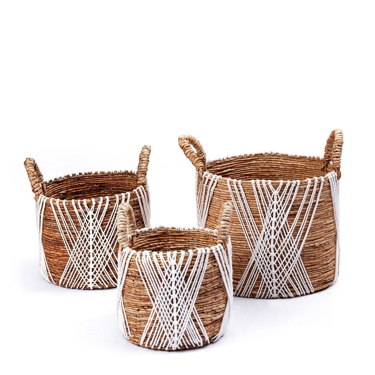 Jute & cotton storage basket LAWU 40 cm - handwoven, size L