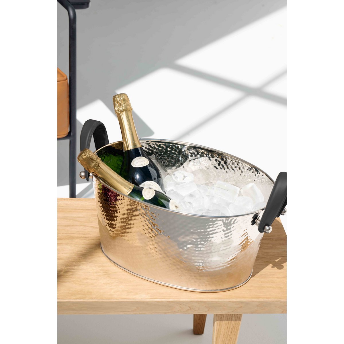 Champagnekøler i rustfrit stål, hamret - 39×29 cm