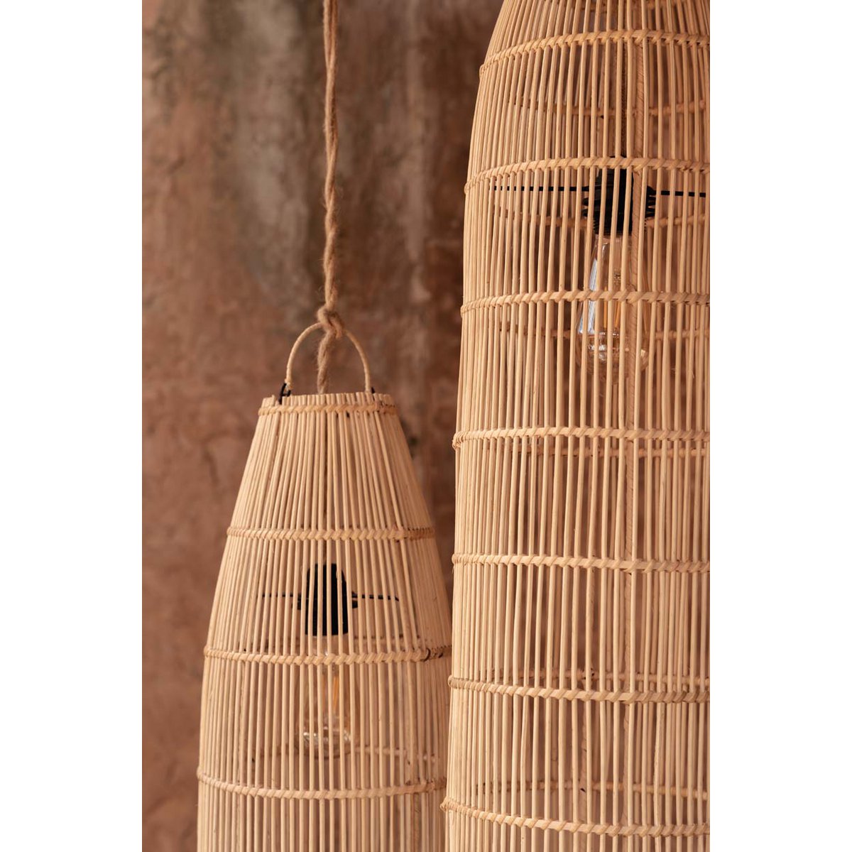 Rattan Pendelleuchte, Ø 62 cm – Flechtwerk Fischreuse, natur