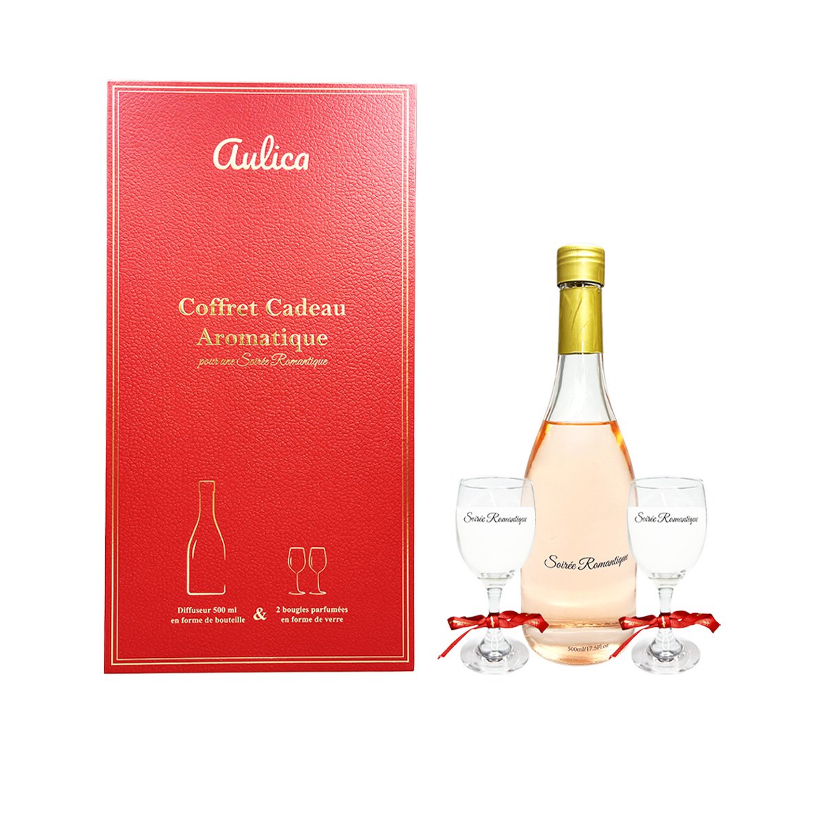 Gaveæske med duftlys og diffuser i glas 24,5 cm – transparent