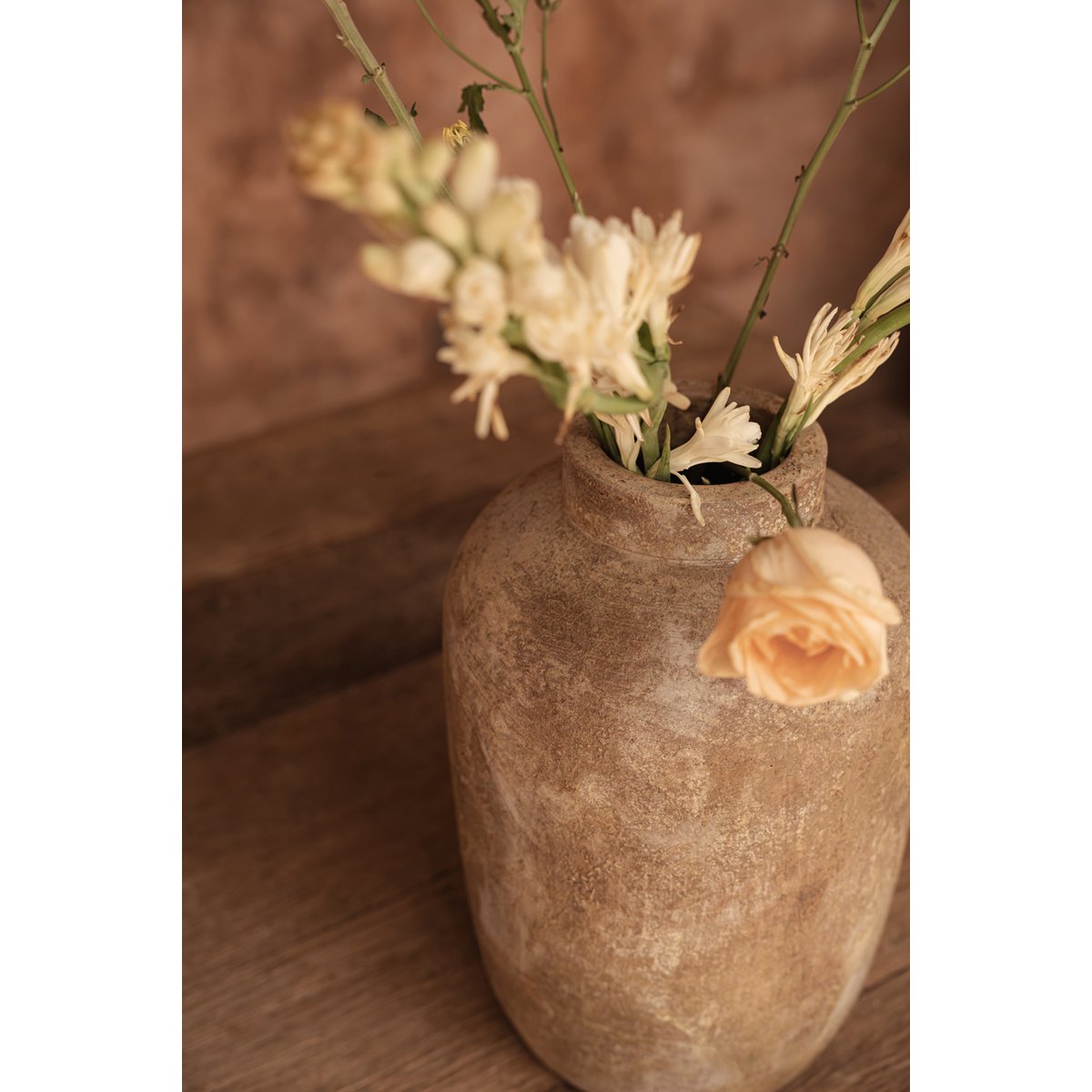 Terrakottavase, medium - cremefarvet håndlavet